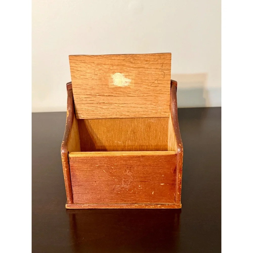 VTG Wooden Recipe/Salt Box Wall Mount Hinged Lid Rustic Farmhouse Kitchen decor